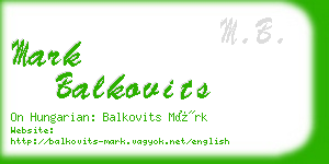 mark balkovits business card